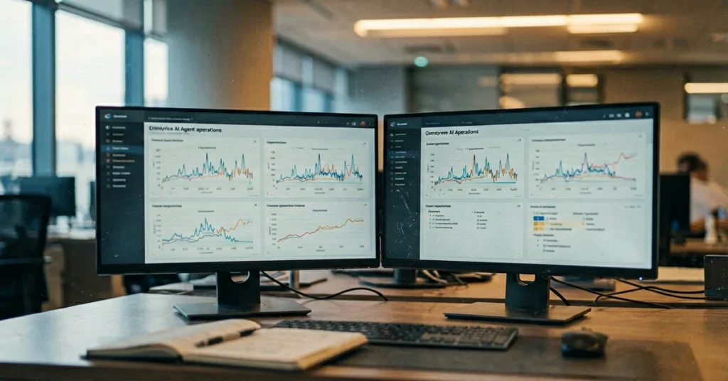 Enterprise team viewing AI Agent observability metrics on a monitoring dashboard