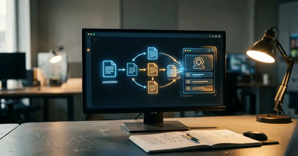 AI Agent and RAG integration showing knowledge retrieval and document chunking