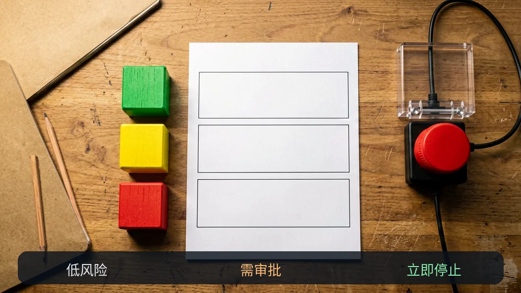 A risk checklist with green, yellow, and red markers used to determine the automatic execution level