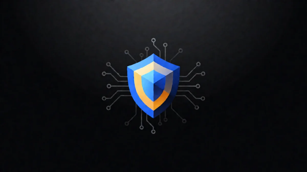 AI agent guardrails shield icon on dark tech background