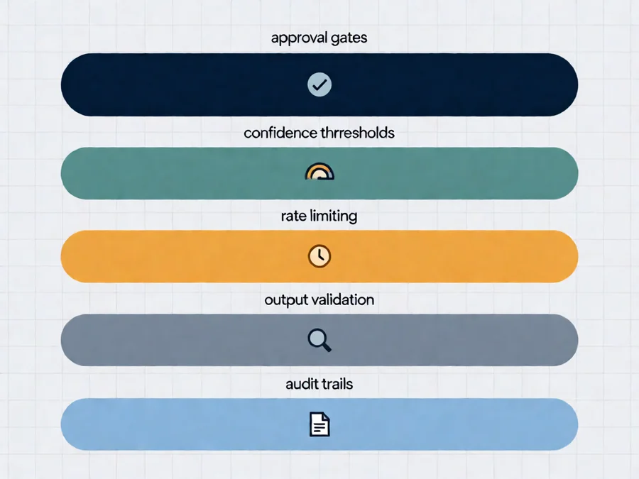 Five AI agent guardrail patterns infographic diagram