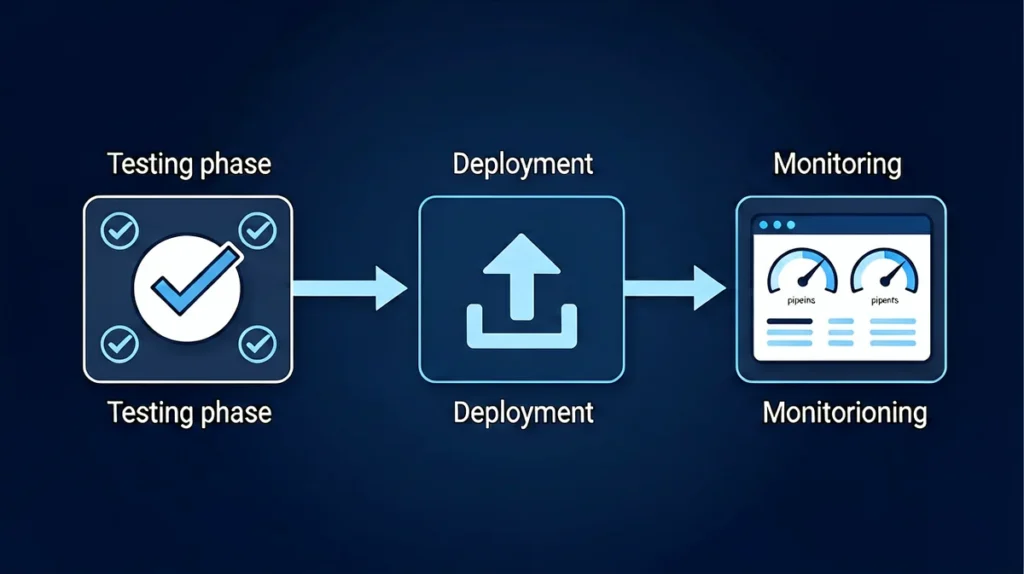 CI/CD pipeline architecture for AI agents showing automated testing and deployment stages
