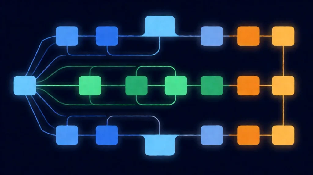 AI agent concurrency patterns showing parallel workflow streams fan-out and fan-in