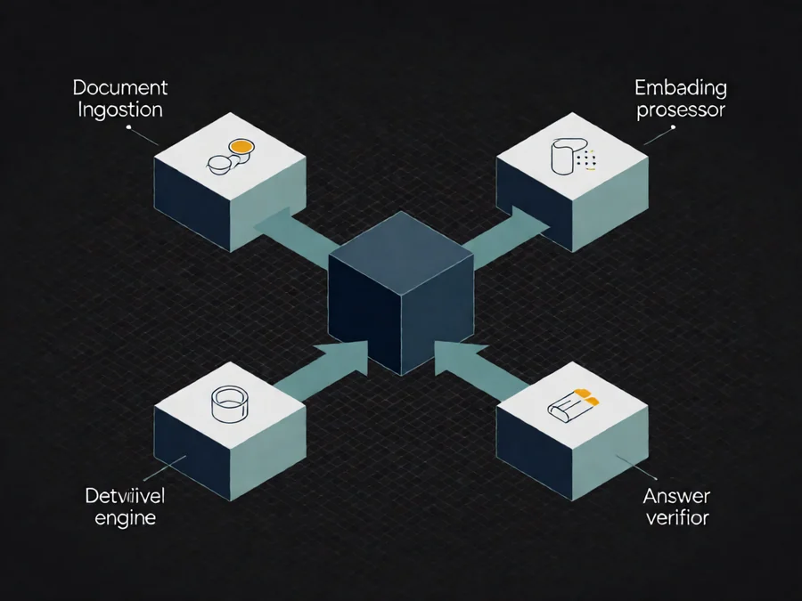 AI agent knowledge base architecture diagram with embedding pipeline