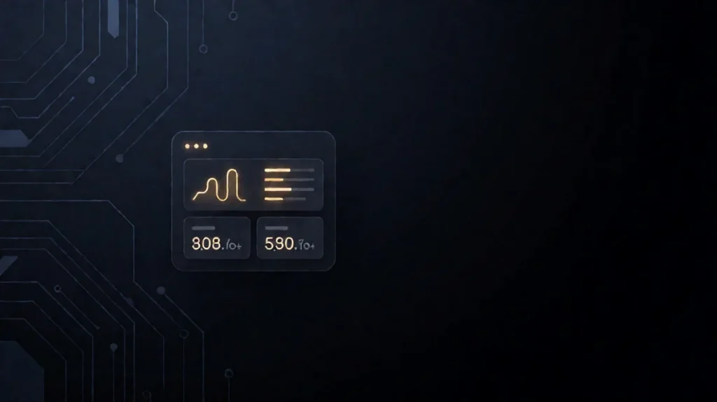 Featured cover: minimalist AI agent cost optimization dashboard on dark tech background