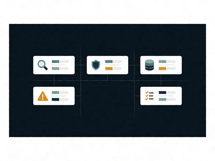 Data leak monitoring dashboard showing five detection signals and alert indicators