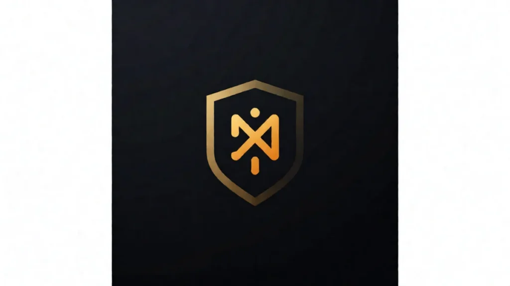 Minimalist security shield icon representing AI agent defense in depth on dark background